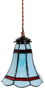 Modrá závesná Tiffany lampa červené pruhy RedLine - Ø 15*115 cm E14/max 1*25W - Clayre & Eef