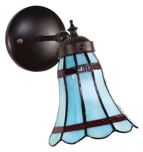 Modrá nástenná Tiffany lampa červené pruhy RedLine - 17*12*23 cm E14/max 1*40W - Clayre & Eef