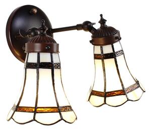 Nástenná lampa Tiffany s bielymi tienidlami Ponnie - 30*23*23 cm E14/max 2*25W - Clayre & Eef