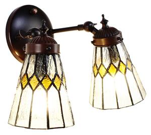 Nástenná Tiffany lampa 2 tienidlá žlté detaily Yello - 30*23*23 cm E14/max 2*25W - Clayre & Eef