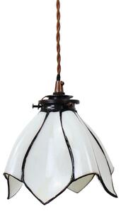 Biela závesná Tiffany lampa v tvare kvetu Folwia - Ø18*115 cm E14/max 1*25W - Clayre & Eef