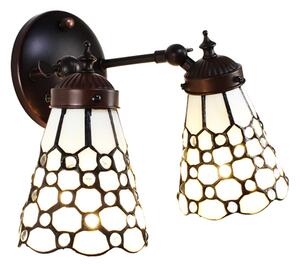 Nástenná lampa Tiffany s bielymi tienidlami Panne - 30*23*23 cm E14/max 2*25W - Clayre & Eef