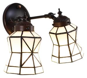 Nástenná lampa Tiffany s bielymi tienidlami Joanne - 30*23*23 cm E14/max 2*25W - Clayre & Eef