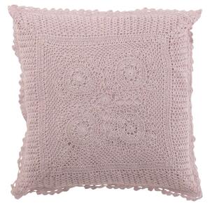 Fialkový bavlnený vankúš s čipkou Lace violet - 42*12*42cm - J-Line by Jolipa