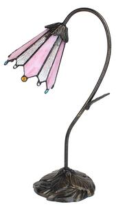 Stolná Tiffany lampa Flowerbell pink - 30*17*48 cm E14/max 1*25W - Clayre & Eef