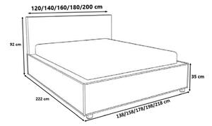 Moderná čalúnená posteľ s úložným priestorom 120x200 BERGEN - čierna ekokoža