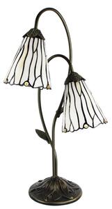 Stolná Tiffany lampa 2 tienidlá hnedé kamienky BrownEye - 35*18*61 cm E14/max 2*25W - Clayre & Eef