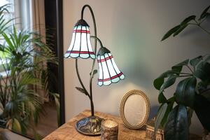 Stolná Tiffany lampa 2 tienidlá červené pruhy RedLine - 35*18*61 cm E14/max 2*25W - Clayre & Eef