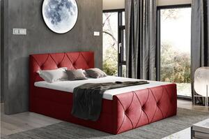 Kontinentálna posteľ 180x200 CARMEN LUX - červená 1 + topper ZDARMA