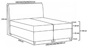 Čalúnená posteľ 180x200 PILAR - sivá + topper ZDARMA