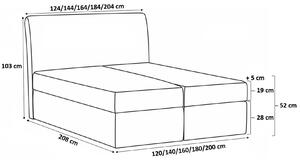 Manželská posteľ 200x200 SVEN - biela ekokoža + topper ZDARMA