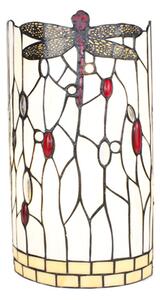 Biela nástenná lampa Tiffany s vážkou DragonFly - 20*10*36 cm E14/max 2*25W - Clayre & Eef