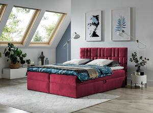 Kontinentálna posteľ 180x200 IVANA 3 - červená + topper ZDARMA