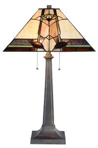 Béžovo-hnedá stolná lampa Tiffany Silvia - 45*45*80 cm E27/max 2*60W - Clayre & Eef