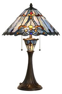 Modrá stolná lampa Tiffany Niebbo - Ø 40*61 cm E27/max 2*60W - Clayre & Eef