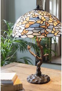 Modrá stolná lampa Tiffany Butterflies - Ø 40*60 cm E27/max 2x60W - Clayre & Eef