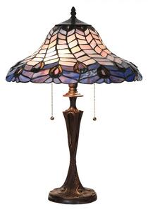 Modrá stolná lampa Tiffany Bleu Gérald - Ø 40*60 cm E27/max 2x60W - Clayre & Eef