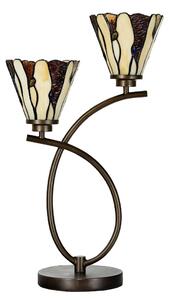 Béžovo-hnedá stolná lampa Tiffany Titto s 2kvetmi - 46*28*63 cm E14/max 2*40W - Clayre & Eef