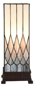 Bielo-šedá stolná lampa Tiffany Paulette - 17*17*43 cm E27/ 1*40W - Clayre & Eef