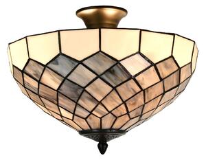 Bielo-šedá stropná lampa Tiffany Paulette - Ø 41*24 ​​cm E14/ 2*40W - Clayre & Eef