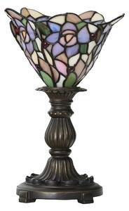Ružovo-fialová stolná lampa Tiffany v tvare kvetu - Ø 20*30 cm E14/max 1*25W - Clayre & Eef
