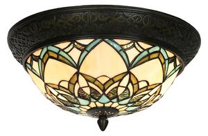 Béžovo-hnedá stropná lampa Tiffany Delafosse - Ø 37*19 cm E14/ 2*40W - Clayre & Eef