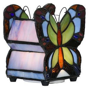 Farebná stolná lampa Tiffany v tvare motýľa Butterfly - 15*8*13 cm (LED) - Clayre & Eef
