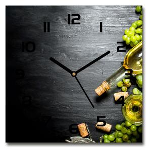 Sklenené hodiny štvorec Biele víno a ovocie