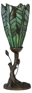 Zelená stolná lampa Tiffany v tvare kvetu - Ø 15*42 cm E14/max 1*25W - Clayre & Eef