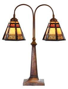 Béžovo-hnedá stolná lampa tiffany Bernadette - 48*19*64 cm E27/ma* 2*60W - Clayre & Eef