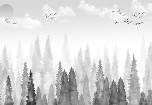 Fototapeta - Akvarelový les (147x102 cm)