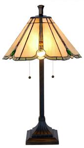 Béžovo-hnedá stolná lampa tiffany Jeannine - Ø 40*67 cm / E27/ 2*60W - Clayre & Eef