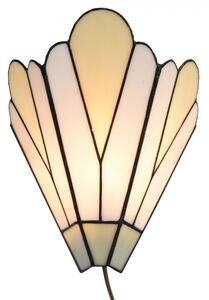 Wall Light Tiffany 20x10x29 Cm White Beige Glass Metal - 20*10*29 cm E14/ma* 1*40W - Clayre & Eef