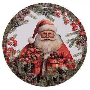 Hnedý plastový vianočný podnos Santa - Ø 40*1 cm - Clayre & Eef