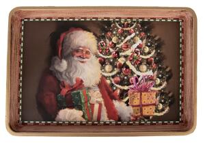Hnedý plastový vianočný podnos Santa - 31*22*2 cm - Clayre & Eef