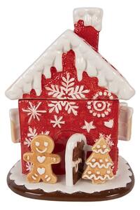 Červená keramická dóza perníková chalúpka - Ø 22*28 cm - Clayre & Eef