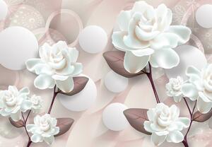 Fototapeta - Biele kvety 3D (147x102 cm)