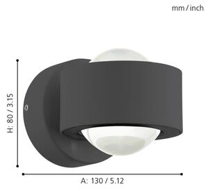 Eglo 64496 - LED nástenné svietidlo ONO PRO 2xLED/2,5W/230V antracit