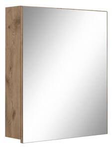 Závesná kúpeľňová skrinka so zrkadlom v dekore duba v prírodnej farbe 60x70 cm Wisla – Støraa