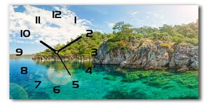 Vodorovné Sklenené hodiny na stenu Modrá lagúna