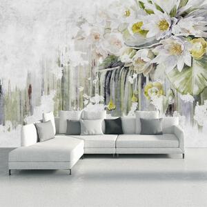 Fototapeta - Biele kvety, vintage (147x102 cm)