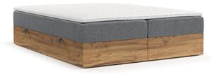 Boxspring posteľ s úložným priestorom v sivo-prírodnej farbe 140x200 cm Faro – Maison de Rêve