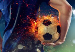 Fototapeta - Futbalová lopta v ohni (147x102 cm)
