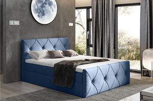 Kontinentálna posteľ 180x200 CARMEN LUX - modrá + topper ZDARMA