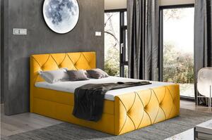 Kontinentálna posteľ 200x200 CARMEN LUX - žltá + topper ZDARMA