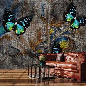 Fototapeta - Žiariví motýle na obraze (147x102 cm)