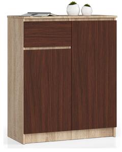 Ak furniture Komoda Kiara 80 cm 2 skrinky a 1 zásuvka dub sonoma/wenge