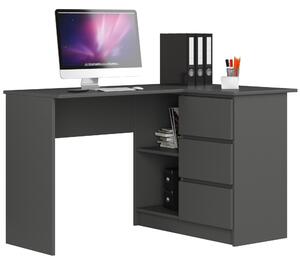 Ak furniture Rohový písací stôl B16 124 cm sivý pravý
