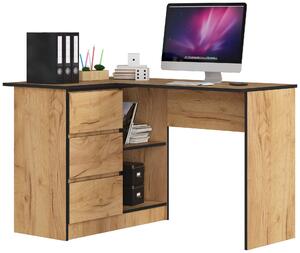 Ak furniture Rohový psací stůl B16 124 cm dub craft zlatý levý