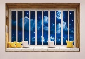 Fototapeta - Nočná obloha v okne (152,5x104 cm)